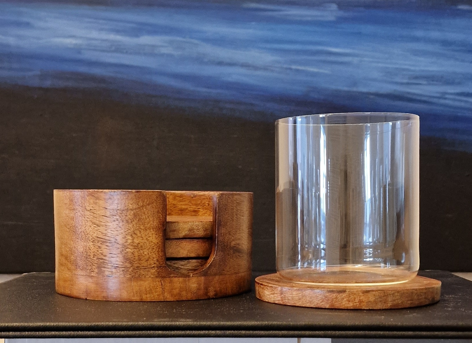 Sottobicchieri in legno con supporto - immagine 2