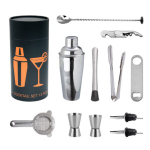 Set da Bar in Acciaio – Shaker per Cocktail, 13 Pezzi